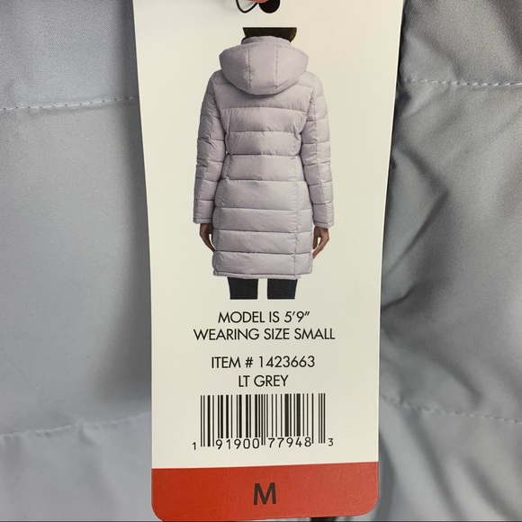 Andrew Marc Light Grey Quilted Hooded Lined Long Stretch Winter Jacket Medium - Picture 4 of 7